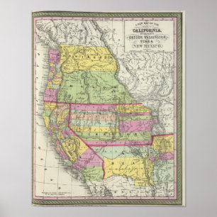 California, Oregon, Washington, Utah, New Mexico 8 Poster