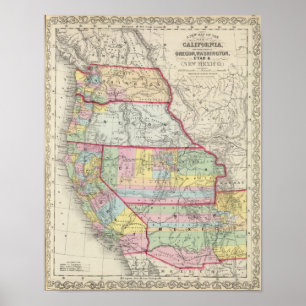 California, Oregon, Washington, Utah, New Mexico Poster