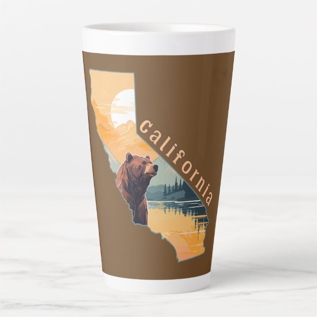 California Outline Bear Mountains Latte Mug (Front)