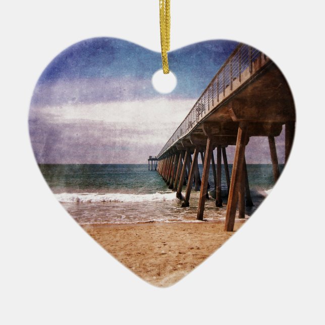 California Pacific Ocean Pier Ceramic Tree Decoration (Front)