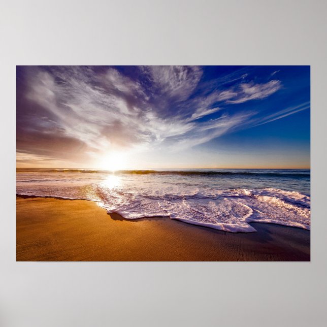 California Pacific Ocean sunset beach Poster (Front)