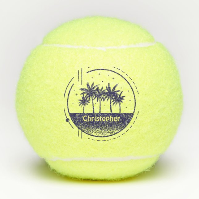 California Palm Tree Logo Monogram Name Tennis Balls (Front)