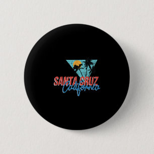 California Palm Tree Santa Cruz Beach Summer Vacat 6 Cm Round Badge