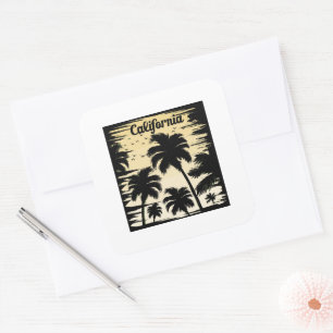 California Palm Tree Square Sticker