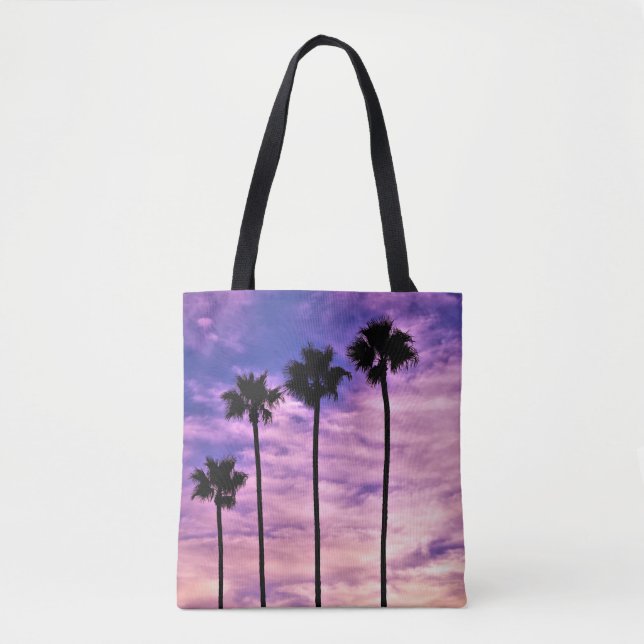 California Palm Tree Sunset Tote Bag (Front)