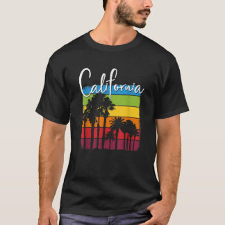 California Palm Trees Cali Rainbow Sunset State Lo T-Shirt