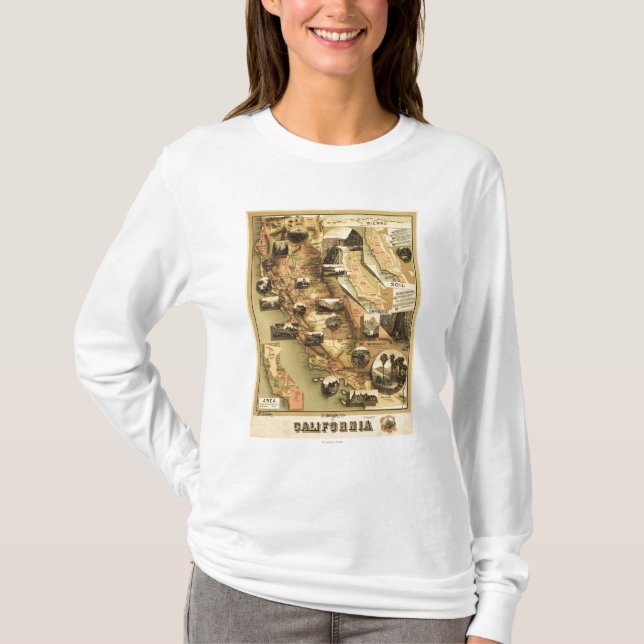California Panoramic Map T-Shirt (Front)