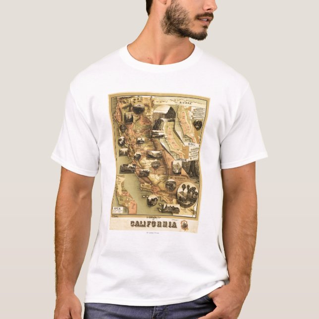 California Panoramic Map T-Shirt (Front)
