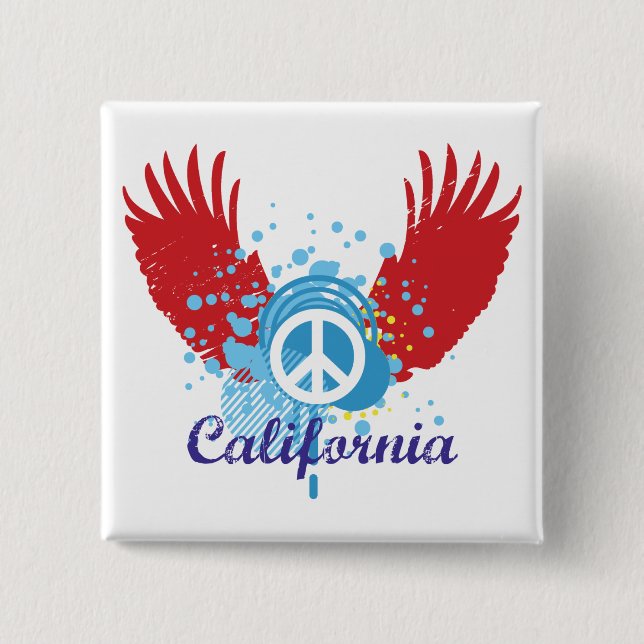 California Peace 15 Cm Square Badge (Front)