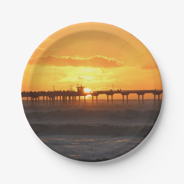 California Peer at Sunset Paper Plate (Front)