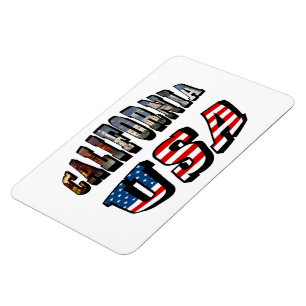 California Picture and USA Flag Text Magnet