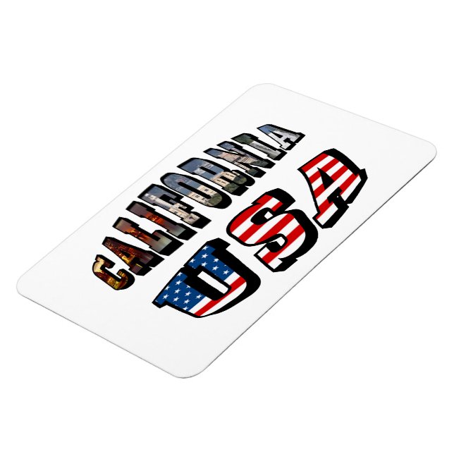 California Picture and USA Flag Text Magnet (Left Side)