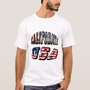 California Picture and USA Flag Text T-Shirt