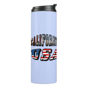 California Picture and USA Flag Text Thermal Tumbler