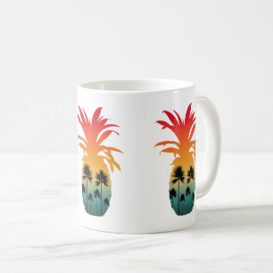 CALIFORNIA PINEAPPLE SUNSET PALM TREES COFFEE MUG