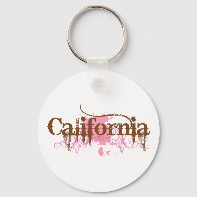 California-pink-brown Key Ring (Front)