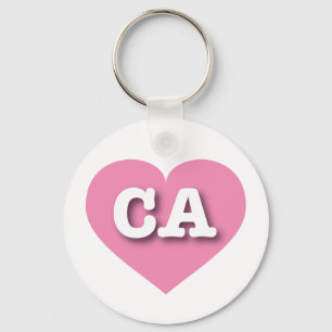 California Pink Heart - I love CA Key Ring