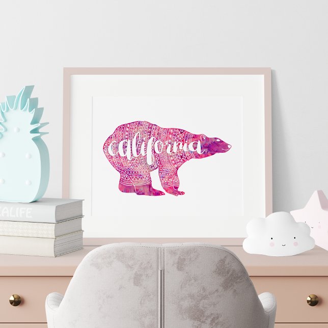 California Pink Winter Bear Poster (Creator Uploaded)