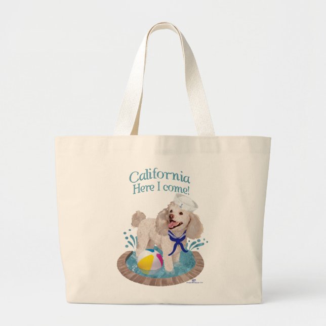 California Poodle Large Tote Bag (Front)