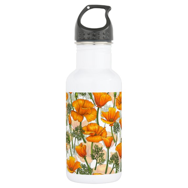 California poppies 532 ml water bottle (Front)