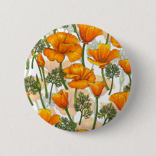 California poppies 6 cm round badge
