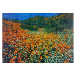 California Poppies and Popcorn wildflowers Cutting Board