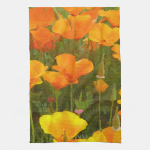 California Poppies Art Tea Towel