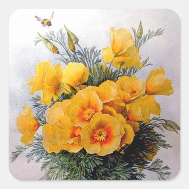 "California Poppies" by Paul de Longpre - Sticker (Front)