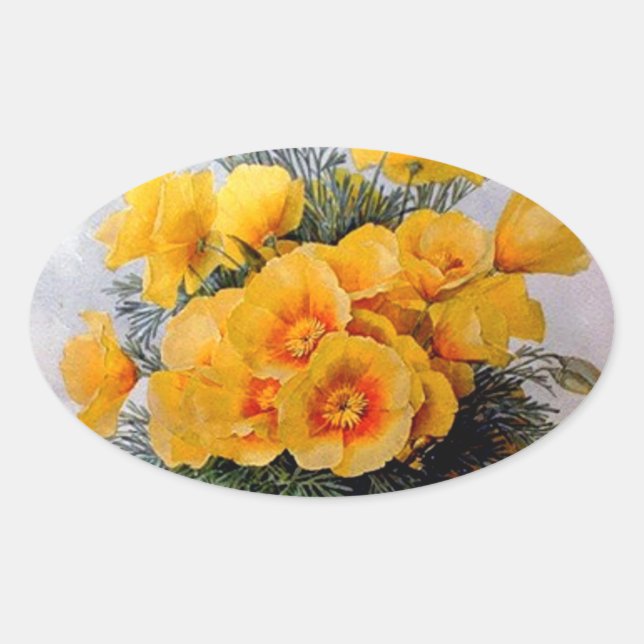 "California Poppies" by Paul de Longpre - Sticker (Front)