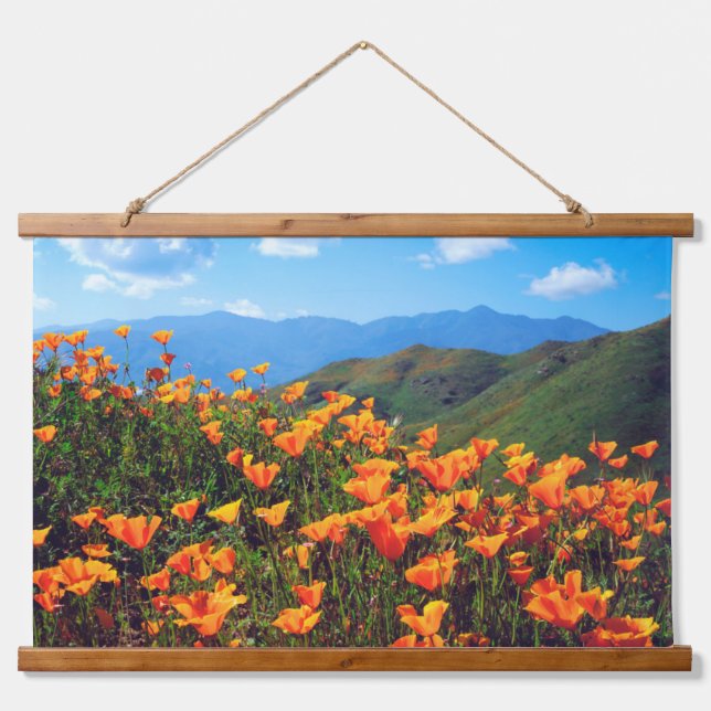 California Poppies Covering a Hillside Hanging Tapestry (Front)