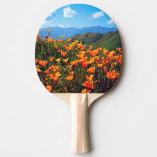 California poppies covering a hillside ping pong paddle