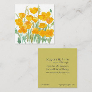 California Poppies Essential Oil Aromatherapy Square Business Card