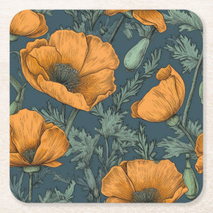 California Poppies Floral Coaster