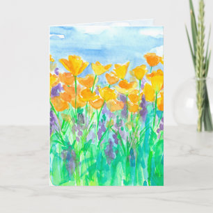 California Poppies Happy Birthday Card