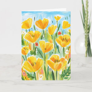 California Poppies Illustration Thank You Card
