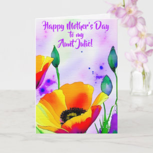 California Poppies Personalised Aunt Mother's Day Card