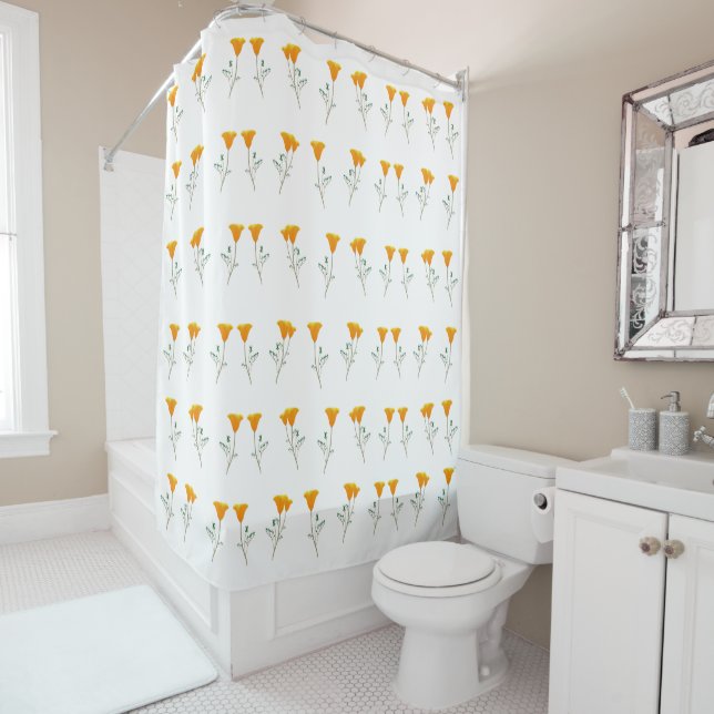 California Poppies Shower Curtain (In Situ)