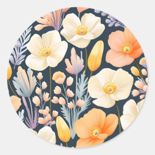 California Poppies Soft and Innocent Floral Classic Round Sticker