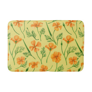 California poppies, summertime flowers, orange wil bath mat