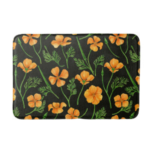 California poppies, summertime flowers, orange wil bath mat