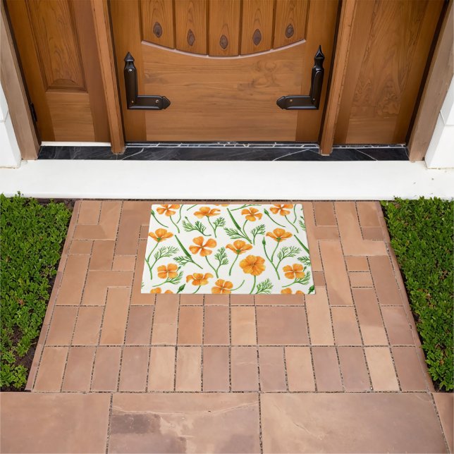 California poppies, summertime flowers, orange wil doormat (Outdoor)
