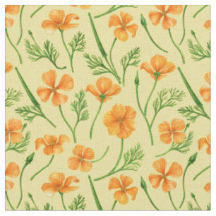 California poppies, summertime flowers, orange wil fabric