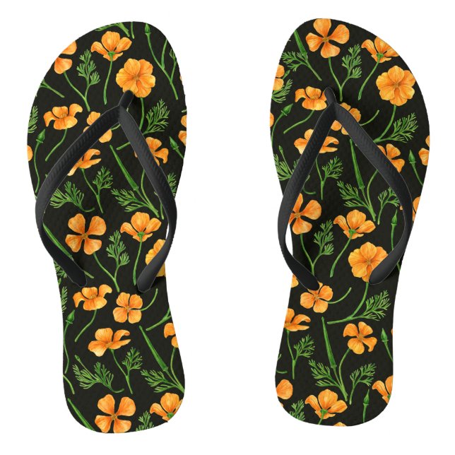 California poppies, summertime flowers, orange wil flip flops (Footbed)
