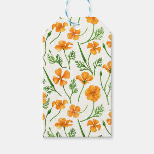 California poppies, summertime flowers, orange wil gift tags