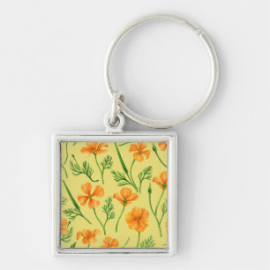 California poppies, summertime flowers, orange wil key ring