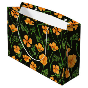 California poppies, summertime flowers, orange wil large gift bag