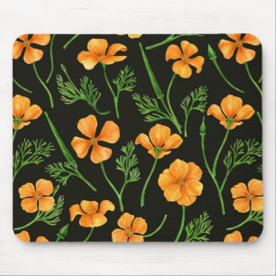 California poppies, summertime flowers, orange wil mouse mat