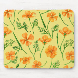 California poppies, summertime flowers, orange wil mouse mat