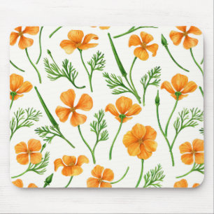 California poppies, summertime flowers, orange wil mouse mat