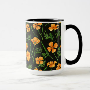 California poppies, summertime flowers, orange wil mug
